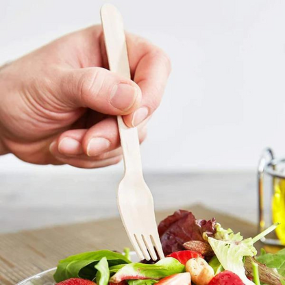 Premium Disposable Wooden 6.2" Forks - Crafted from Recycled Material