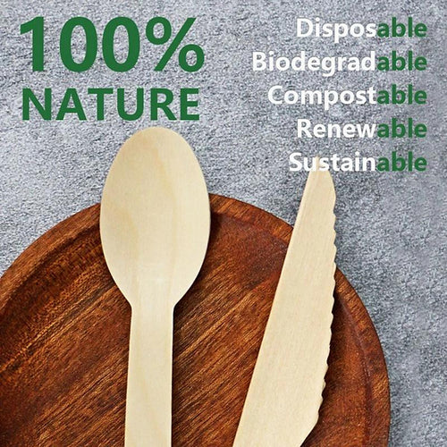 Premium Disposable Wooden 6.2" Knives - Crafted from Recycled Material