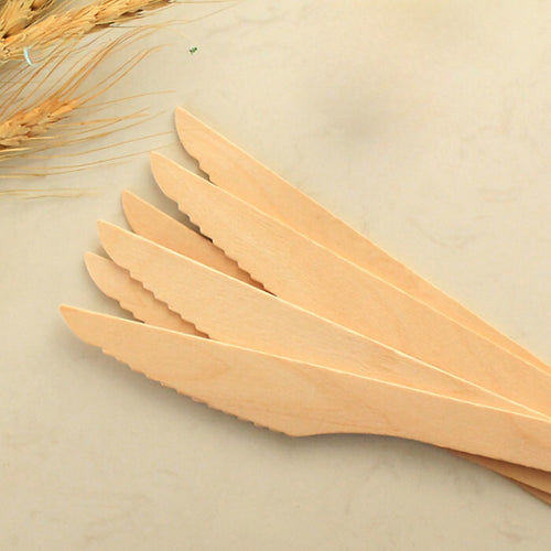 Premium Disposable Wooden 6.2" Knives - Crafted from Recycled Material