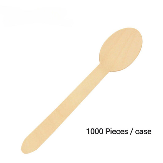 Premium Disposable Wooden 6.2" Spoons - Crafted from Recycled Material