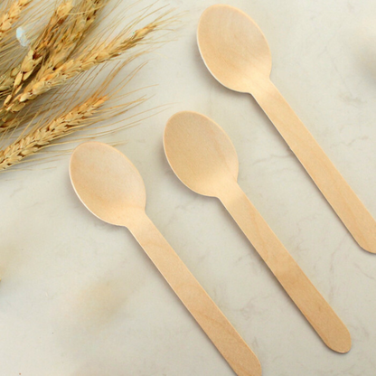 Premium Disposable Wooden 6.2" Spoons - Crafted from Recycled Material