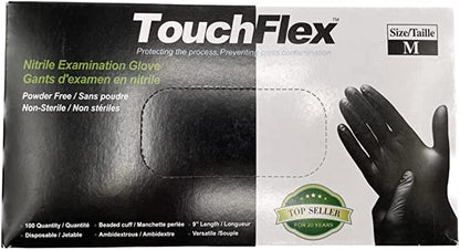 Touch Flex Nitrile Disposable Powder Free, Latex Free, Textured Fingertip, 4.5 Mil Thick, Protective Glove - Box of 100